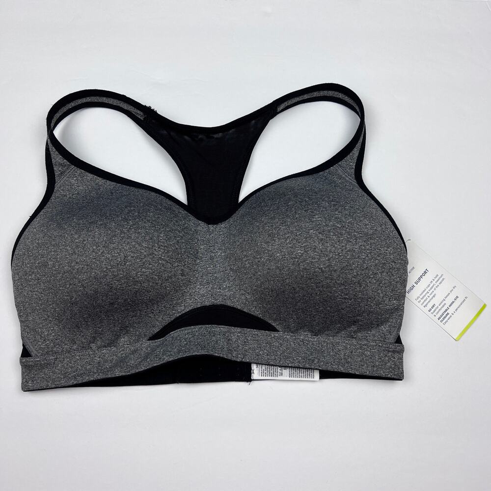 NWT Old Navy Active Sports Bra High Support Go Dry Gray Athletic Gym Running